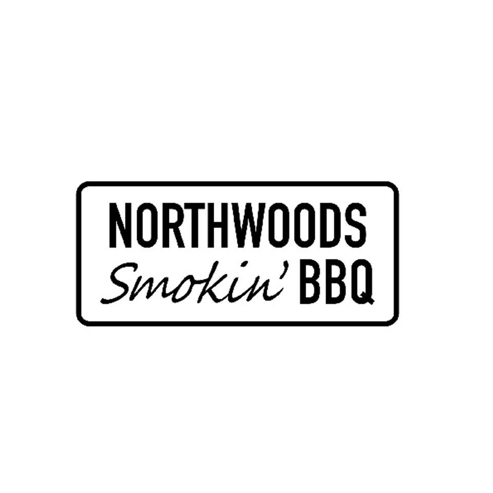 Northwoods Smokin' BBQ logo, featuring the restaurant name in a black rectangular outline.